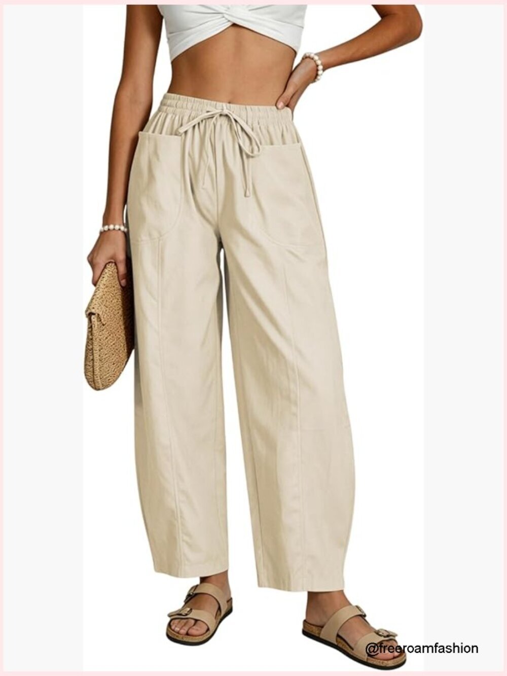 High Waist Wide Leg Palazzo Harem Pants with Pockets
